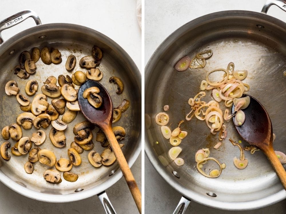 sautéing mushrooms and shallots.