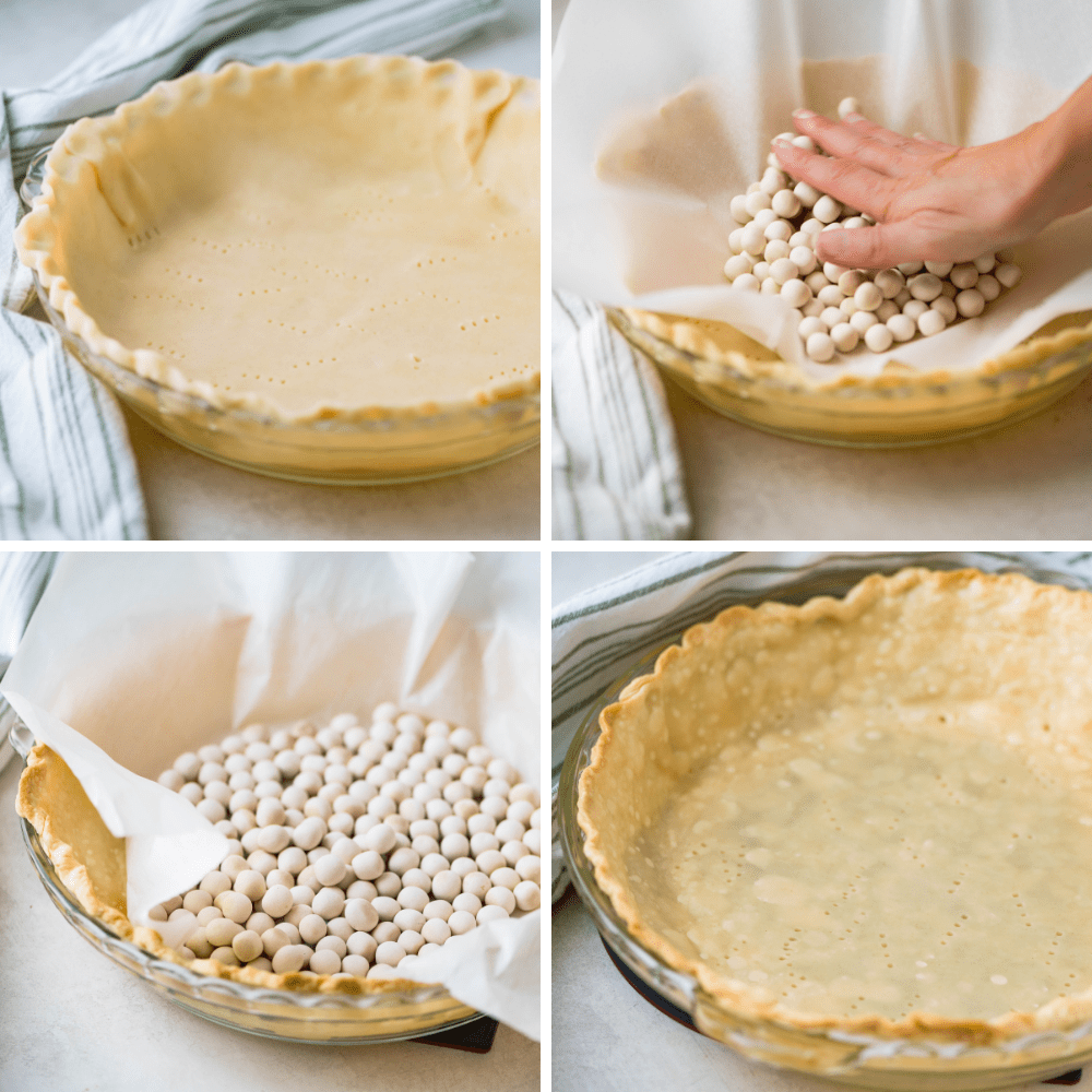 steps for blind baking a pie shell.