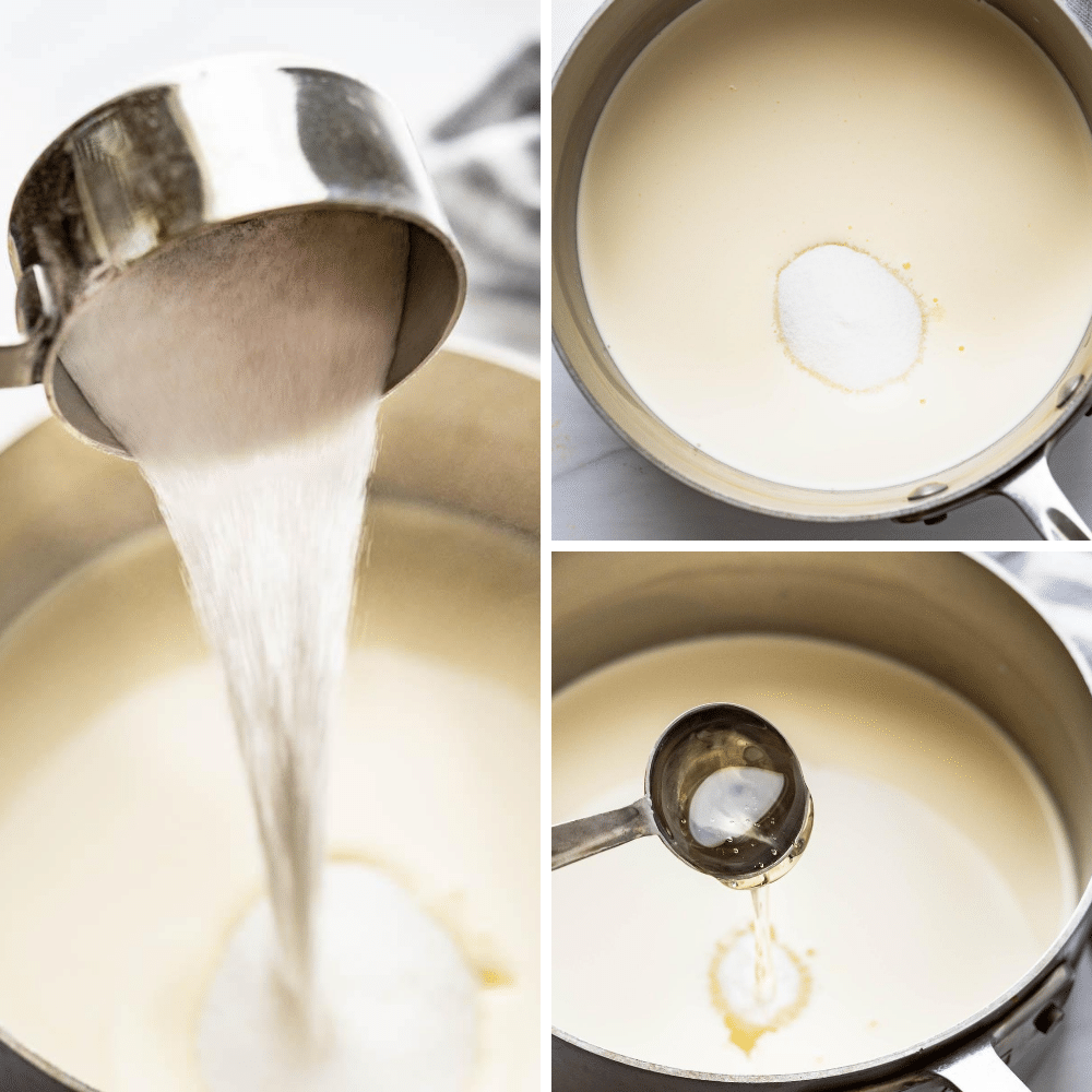 Steps for making the custard mixture.
