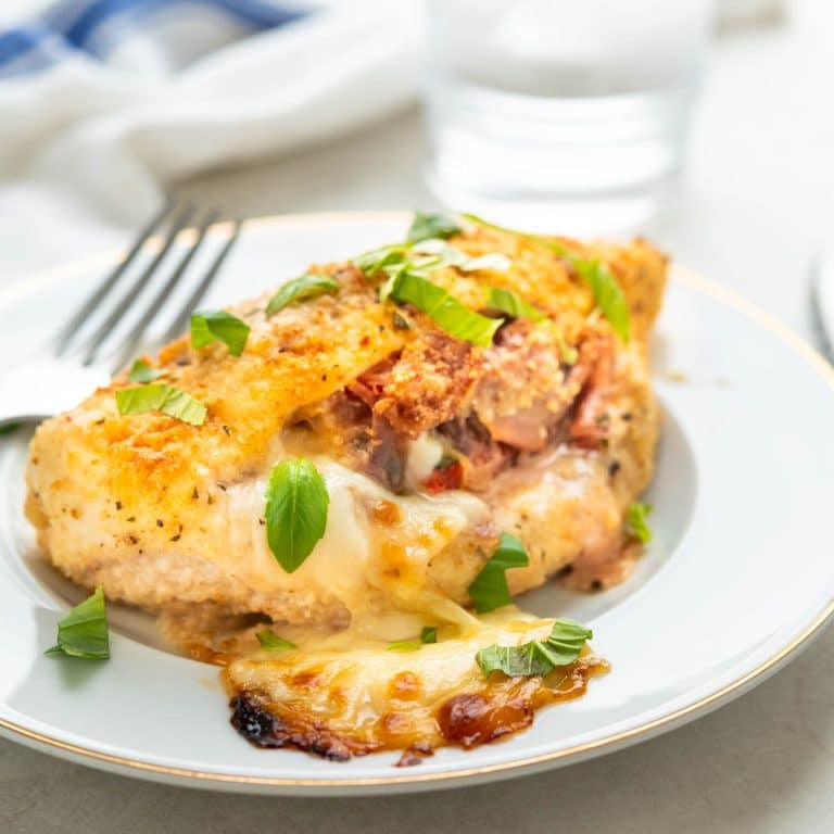 Baked Stuffed Chicken Roma on a plate.