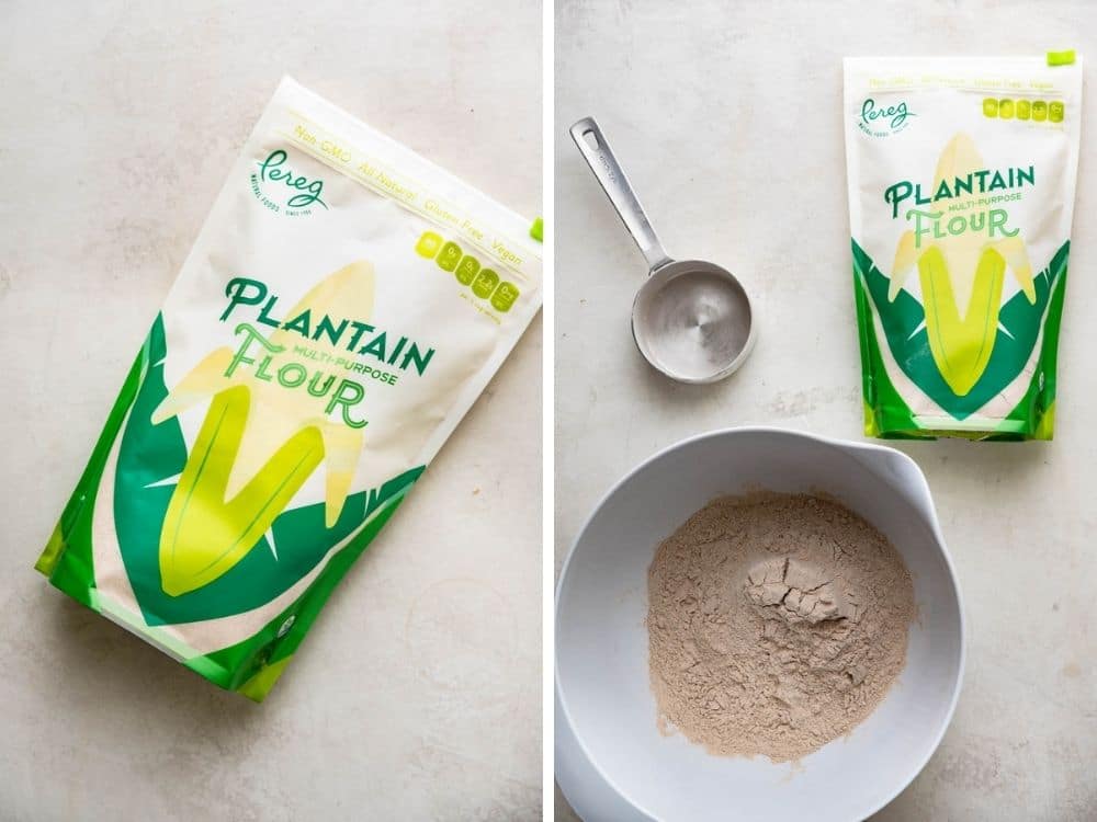 plantain flour in a bowl. 