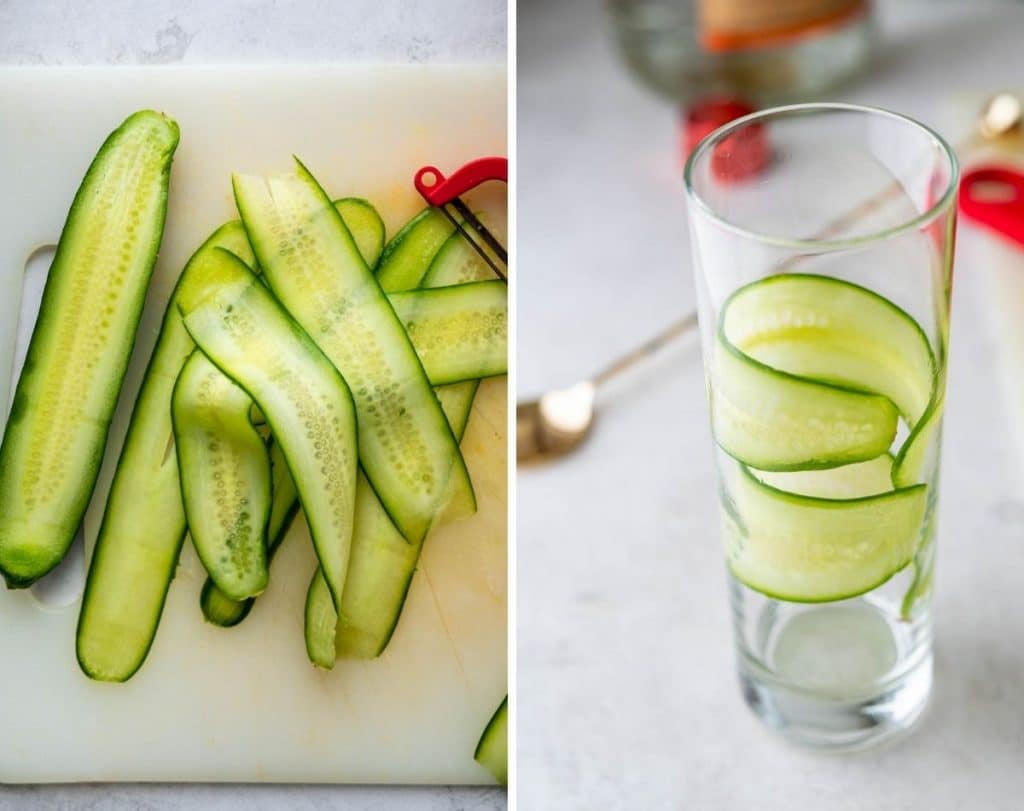 making the garnish for the cocktail.