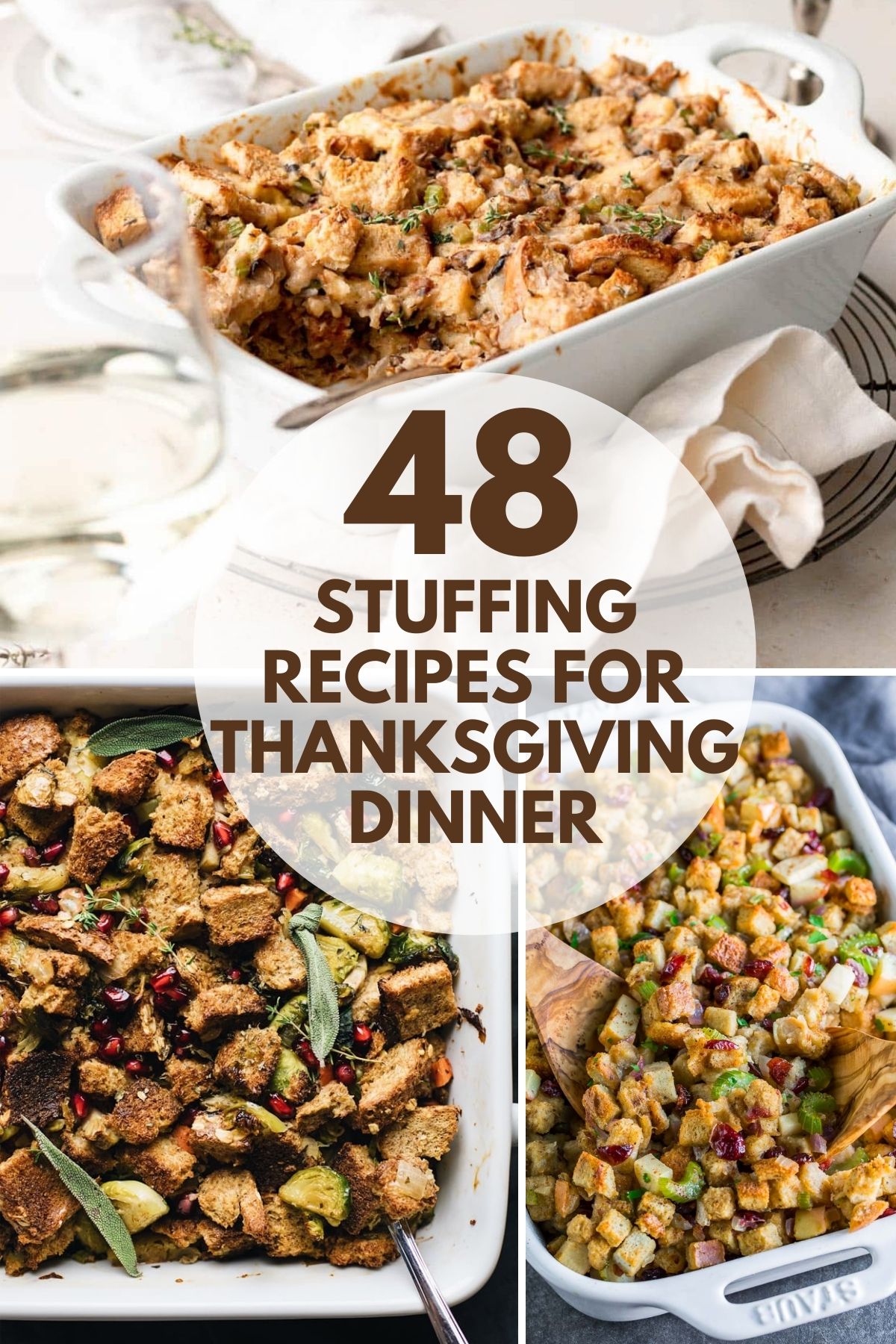 a collage of tempting Thanksgiving stuffing casseroles.