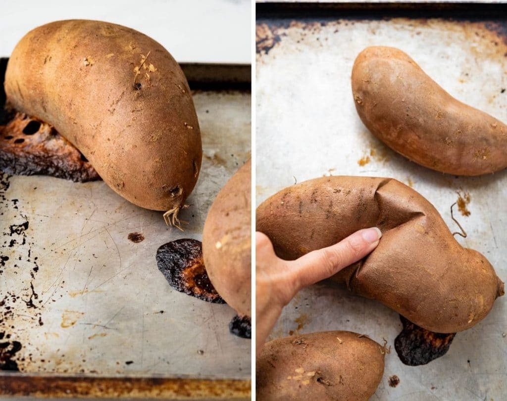 potatoes after roasting. Poke one to see if its soft. 