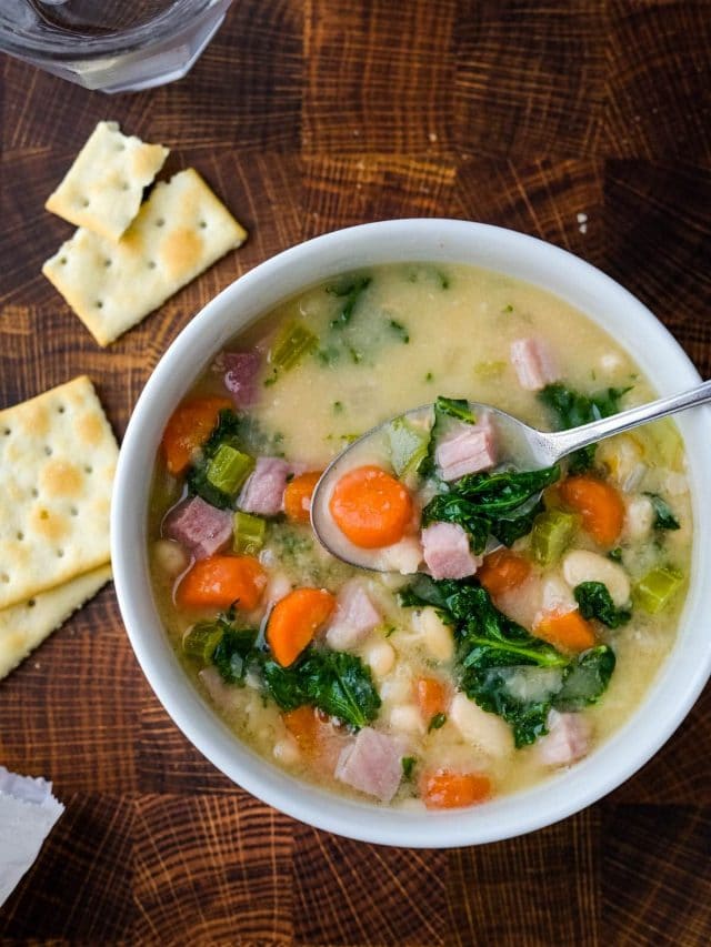 How To Make Ham, Kale & White Bean Soup From Dried Beans