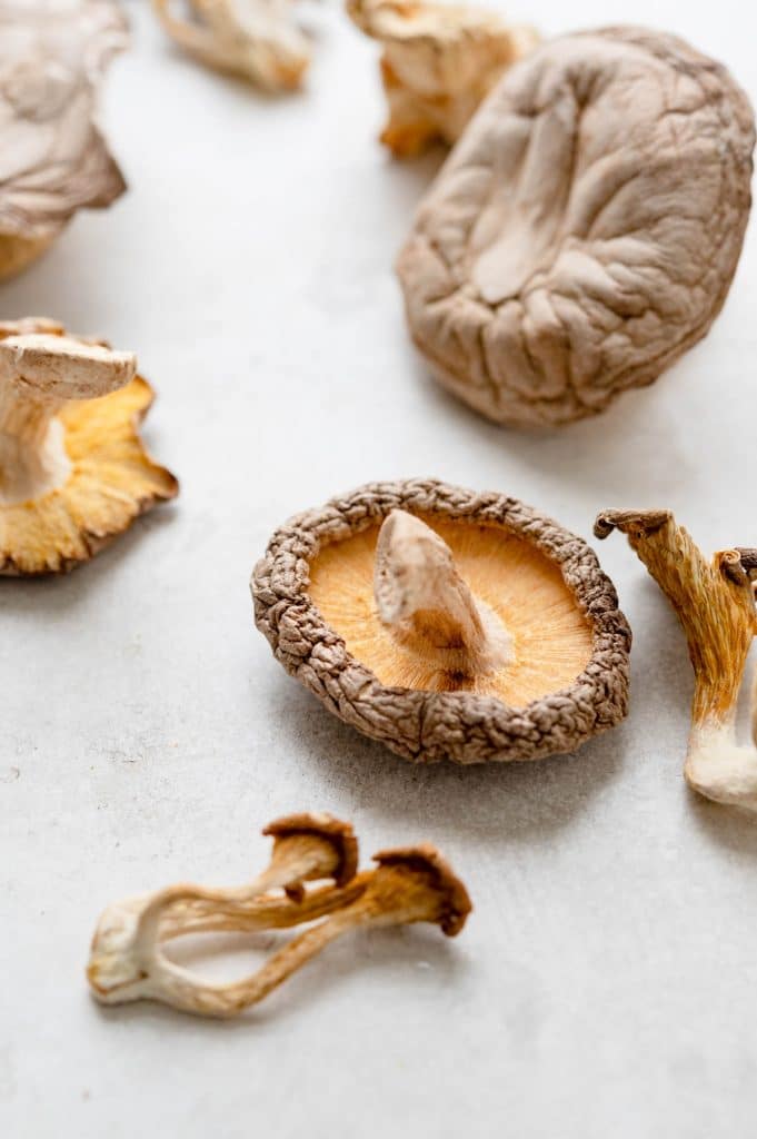 dried exotic mushrooms.