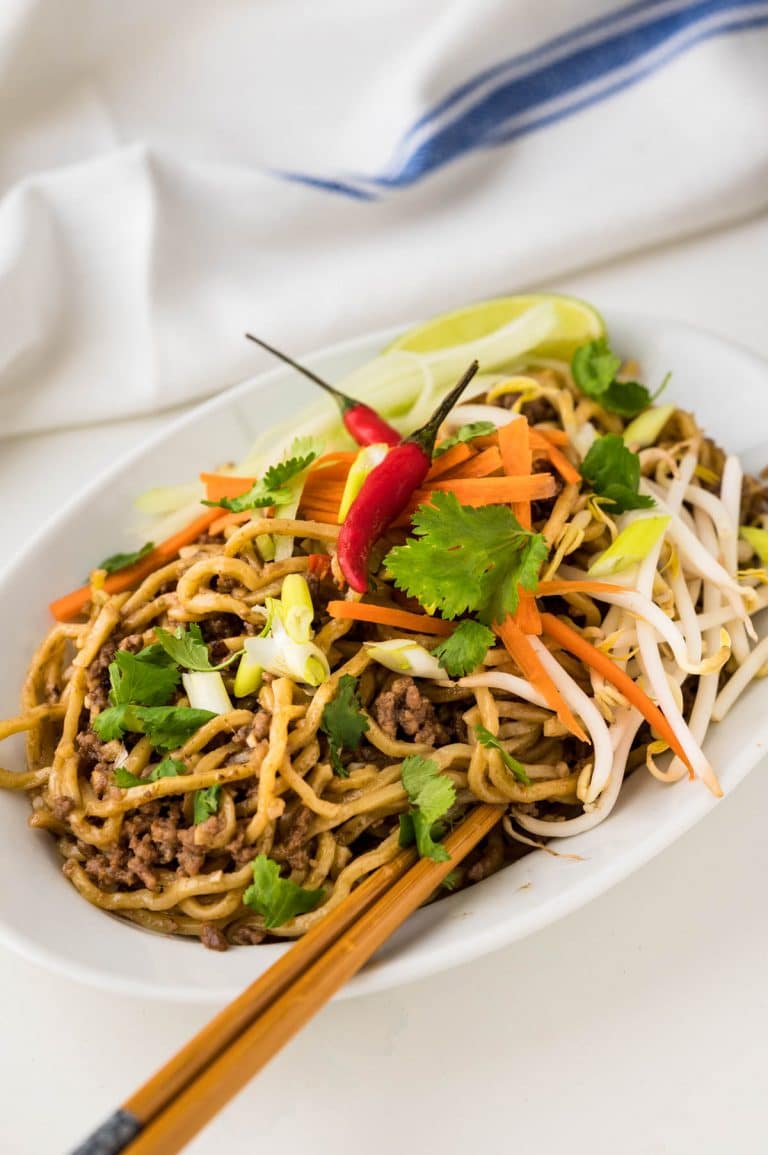 sweet spicy beef lo mein