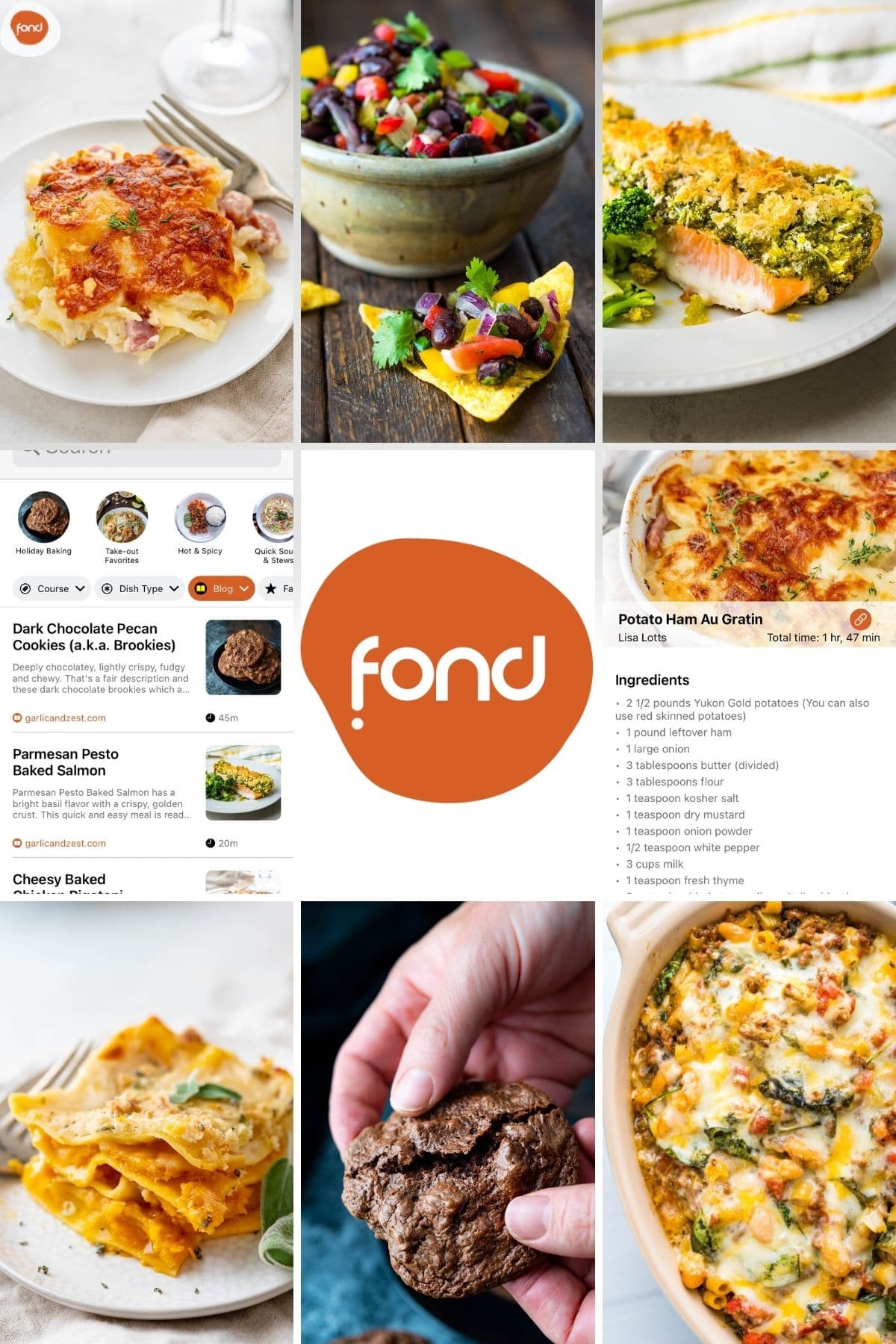 a collage of the fond app recipes and screenshots.