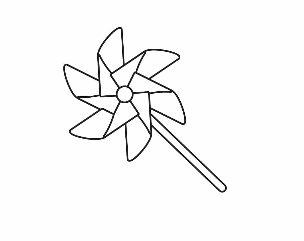 a line drawing of a pinwheel to show how to fit the buns into the pie plate. 
