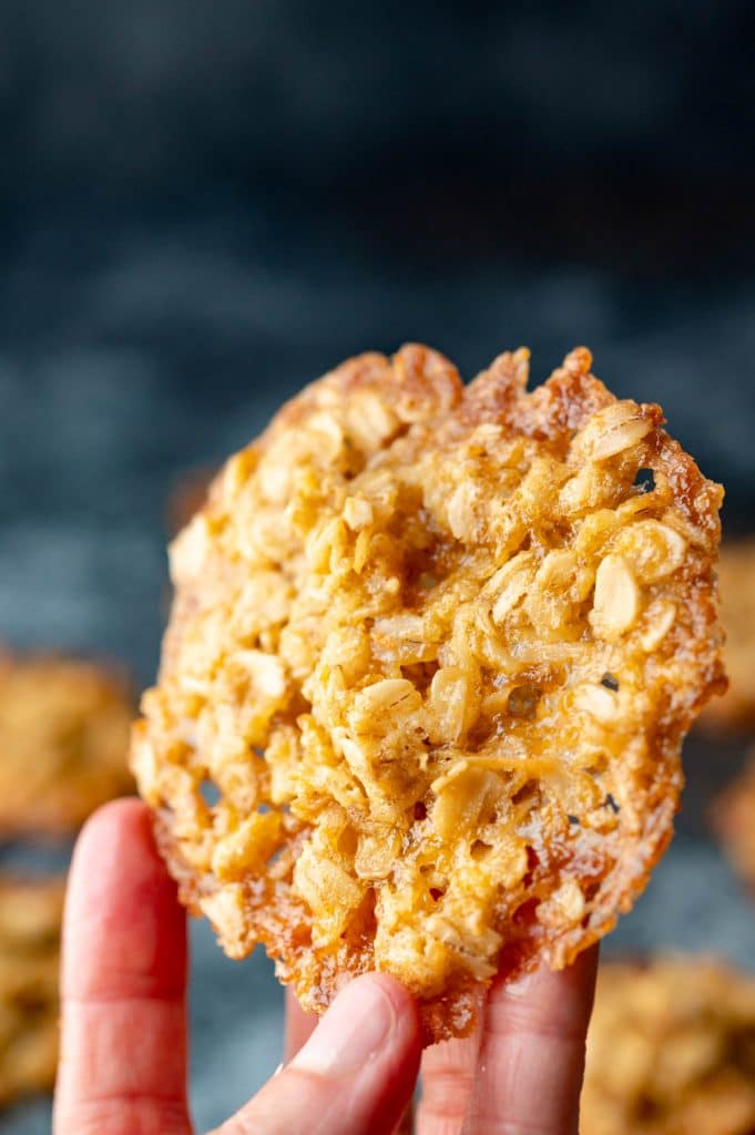 These thin, delicate coconut oatmeal cookies are chewy and irresistible. 