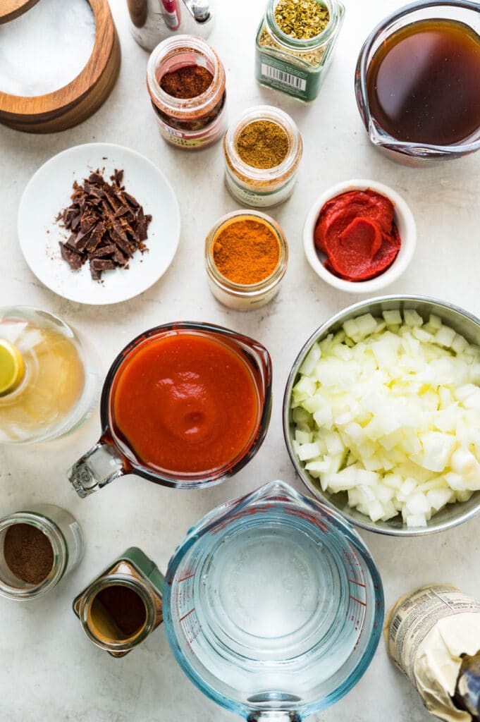 an overhead shot of all of the ingredients for this recipe.