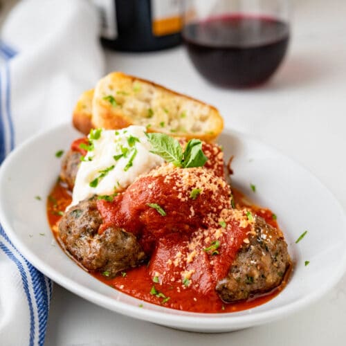 Tender Italian Oven Baked Meatballs | Garlic & Zest