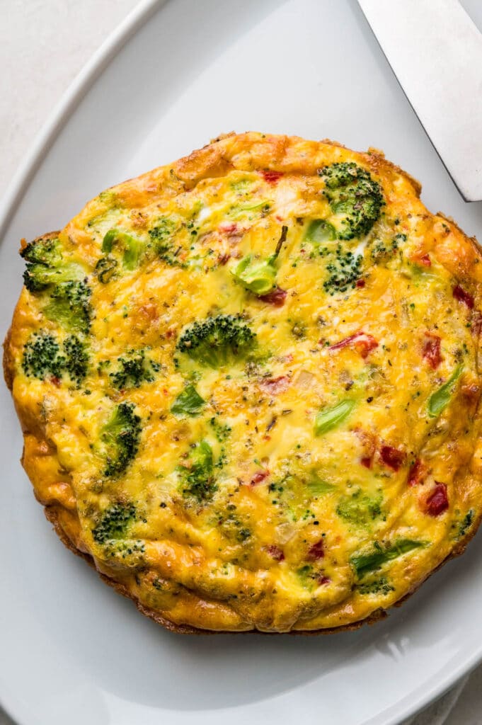 Serve the frittata on a platter and slice to serve.