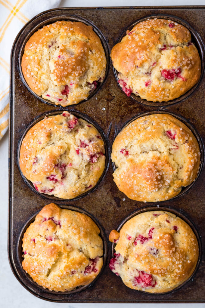 raspberry muffins after baking.