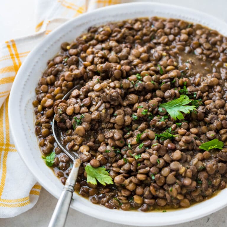 Brown lentils for a side dish.