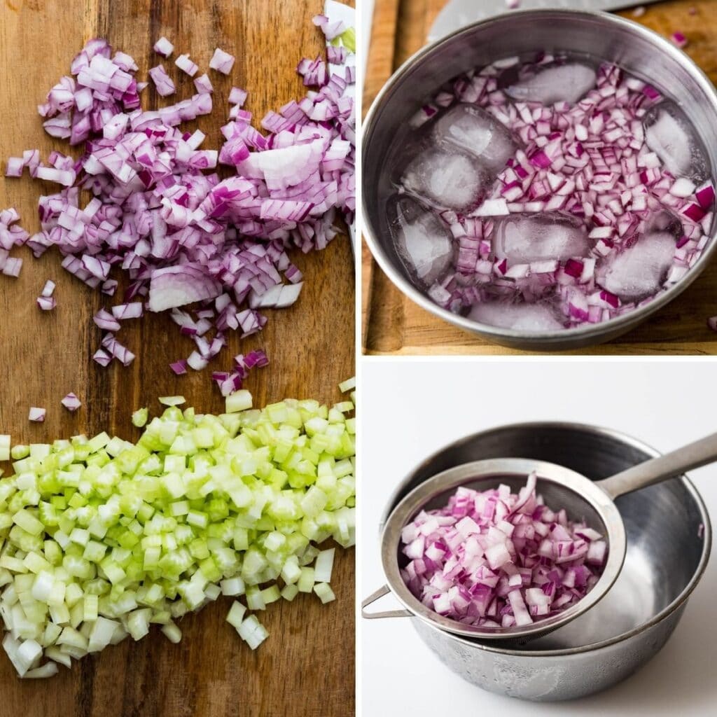 chopping celery and onions.