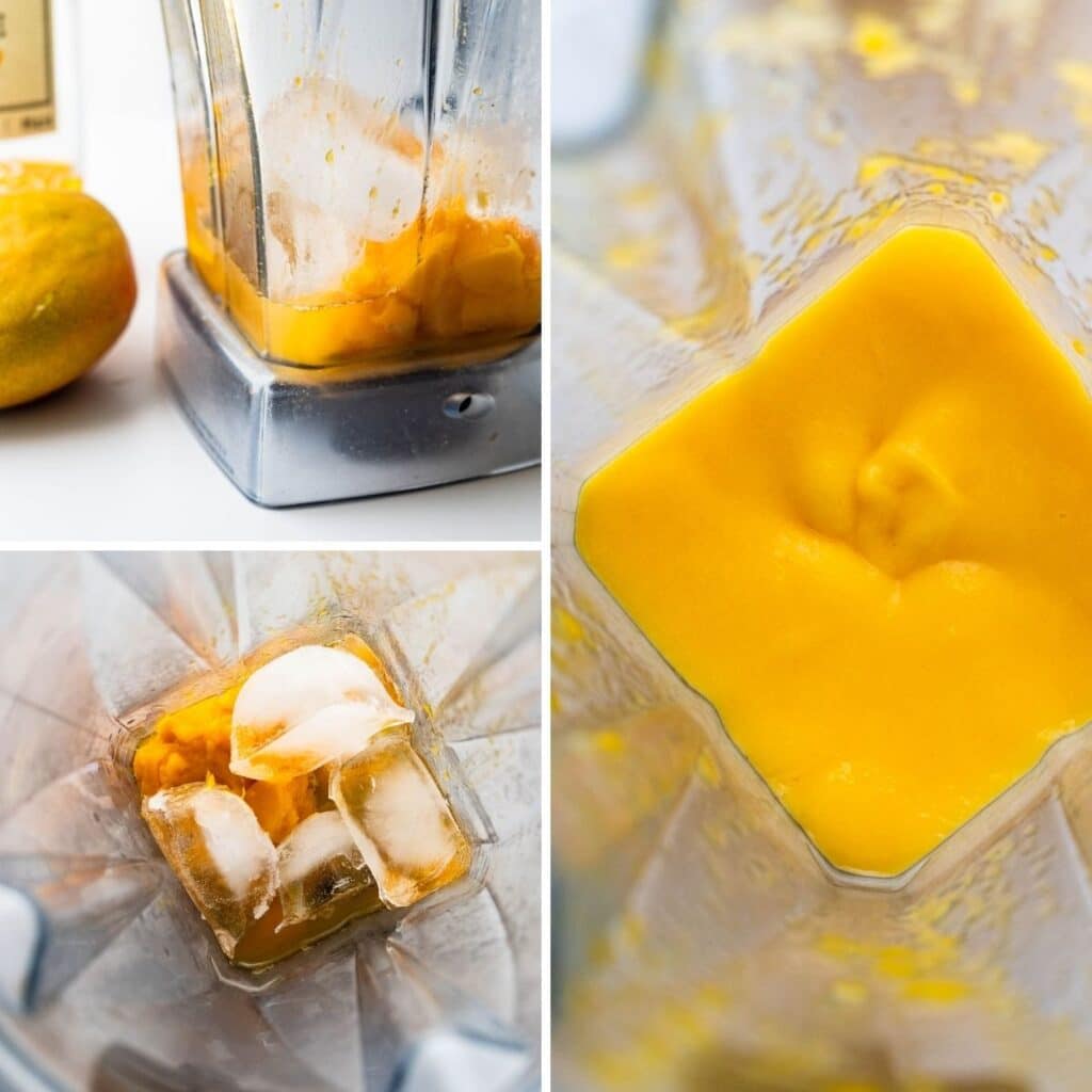 blending the mango daiquiri with ice.