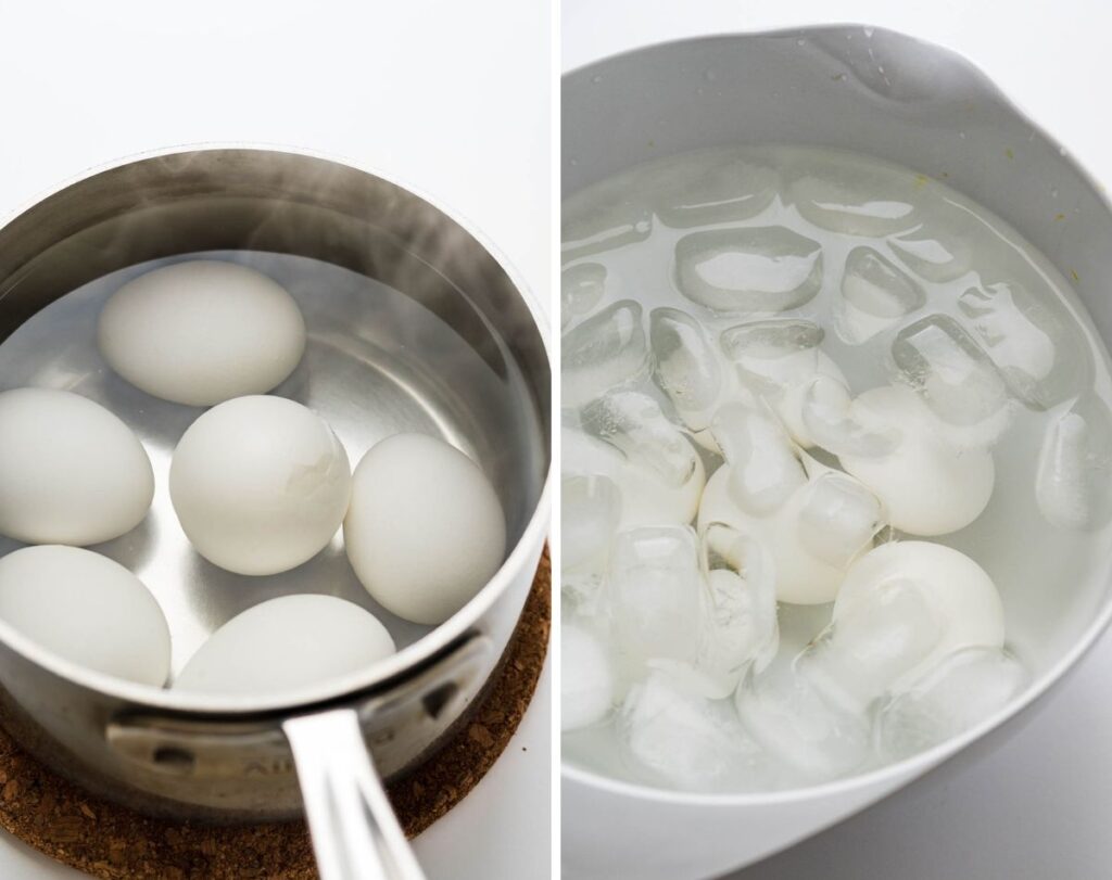 boiling and chilling eggs.