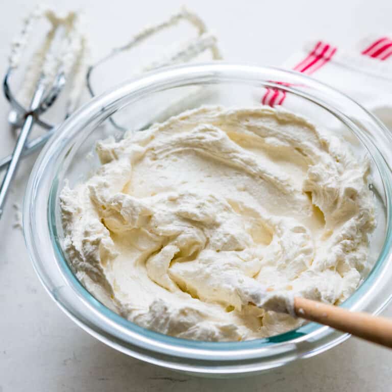Whipped icing in a bowl.