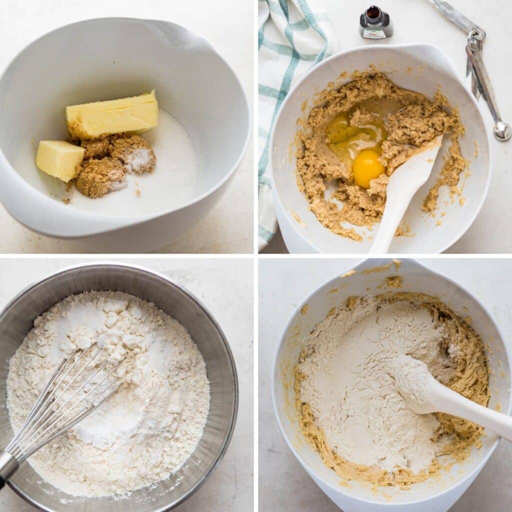 steps for assembling the cookie dough.
