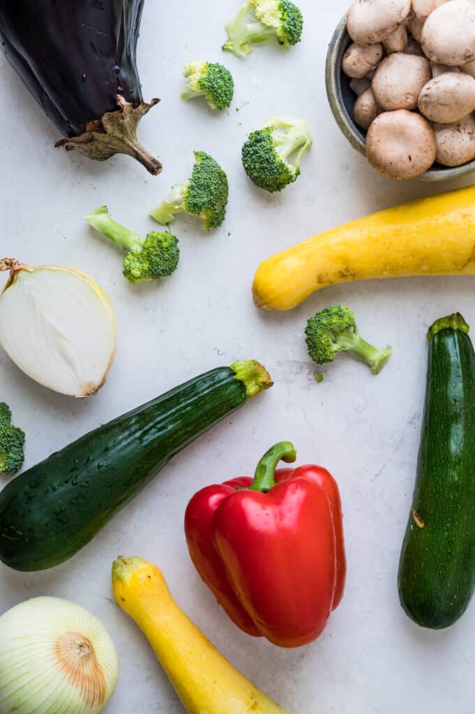 a mix of summer vegetables.