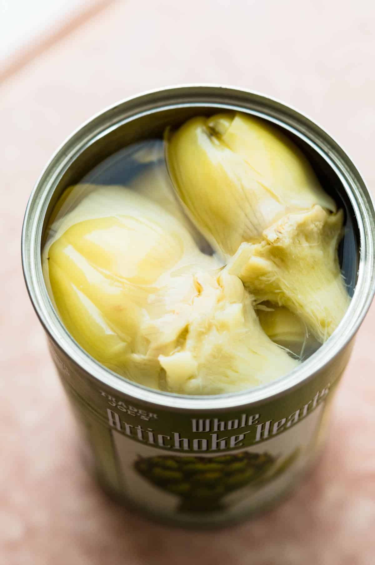 a can of artichoke hearts.