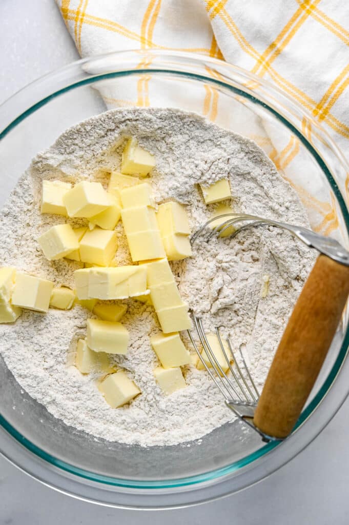 cutting butter into flour.