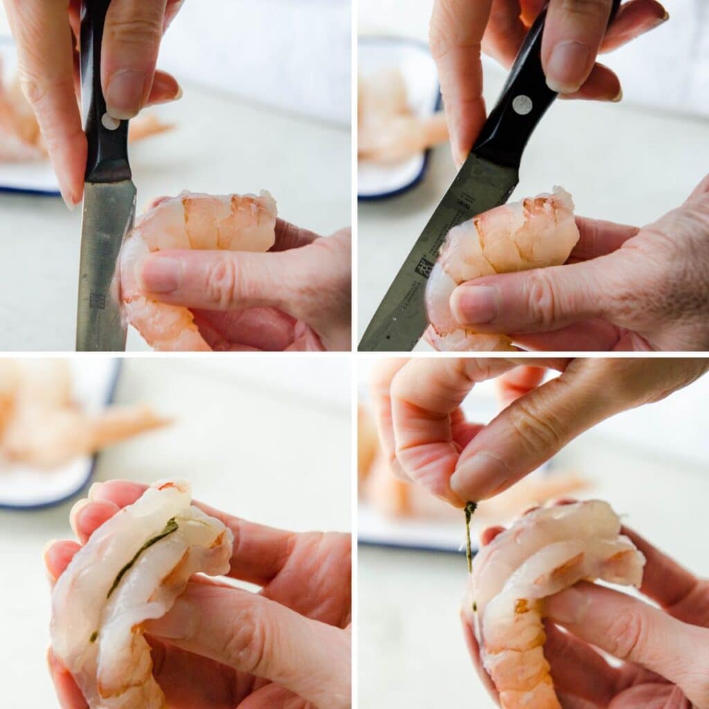 steps for deveining a shrimp.