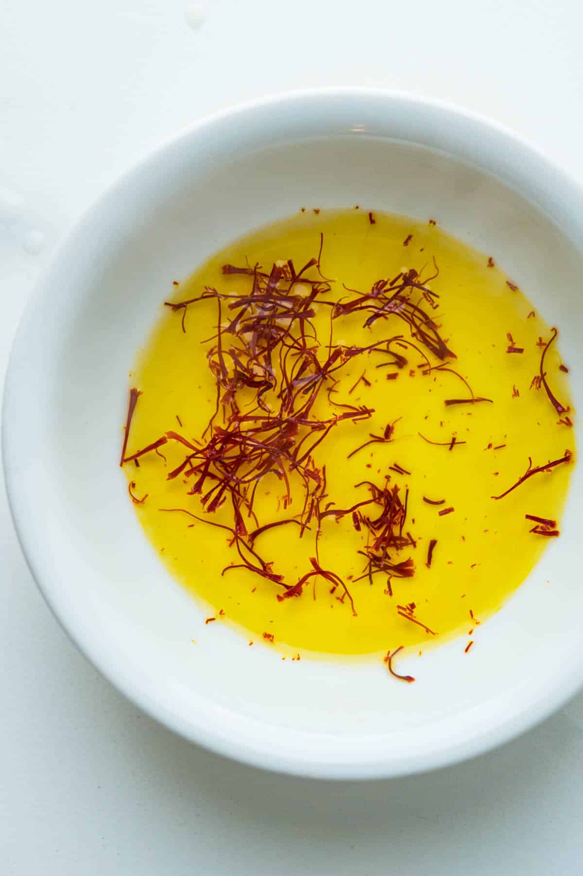 The saffron after steeping for several minutes.