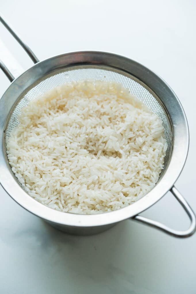 rinsed basmati rice.