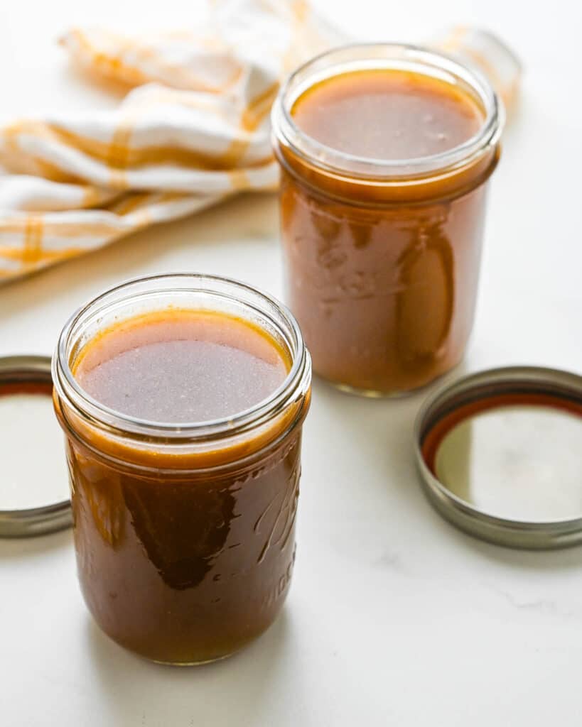 Store the beef stock in canning jars or freeze for later. 