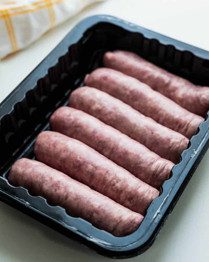 a package of Irish Bangers in its original packaging.