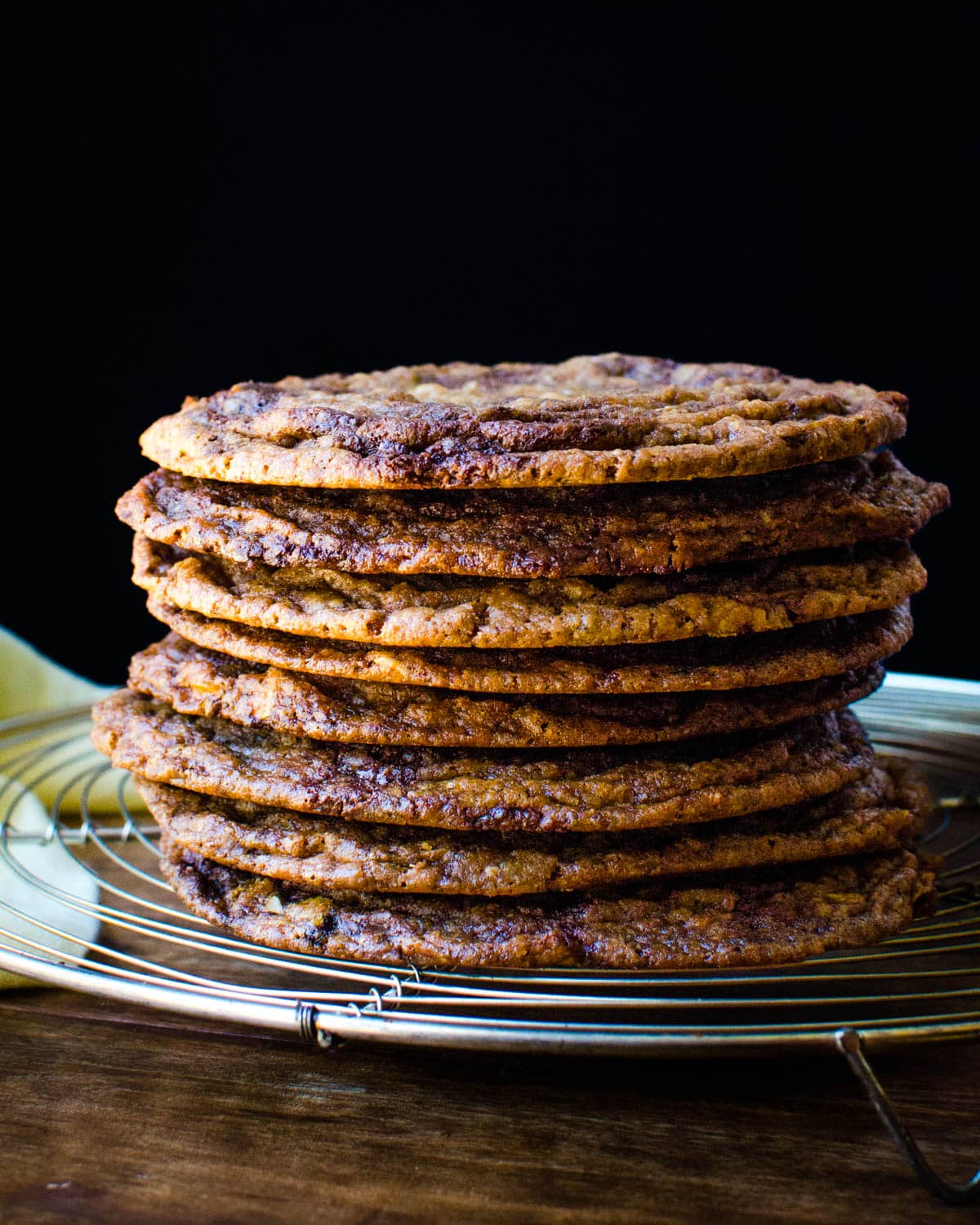 A stack of cookies to show how thin they are.