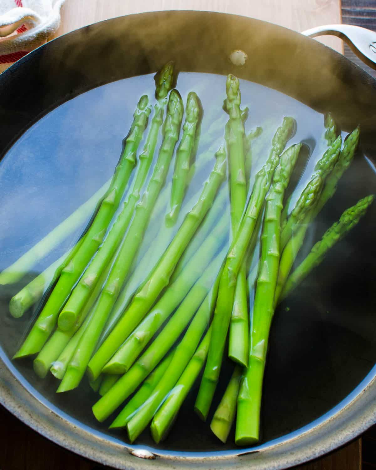 Blanch the asparagus in boiling water until just tender.