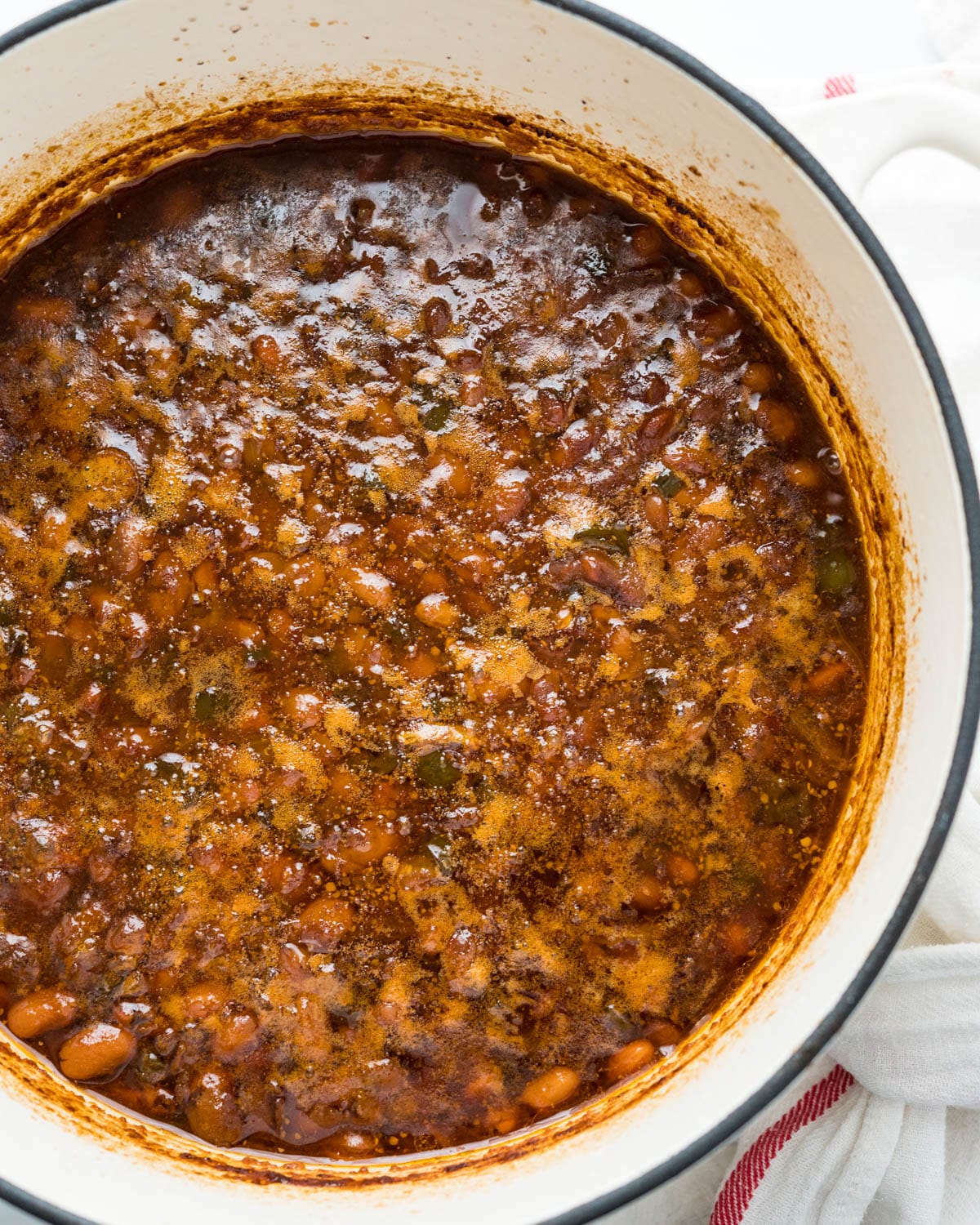 Bake the beans in the dutch oven. 