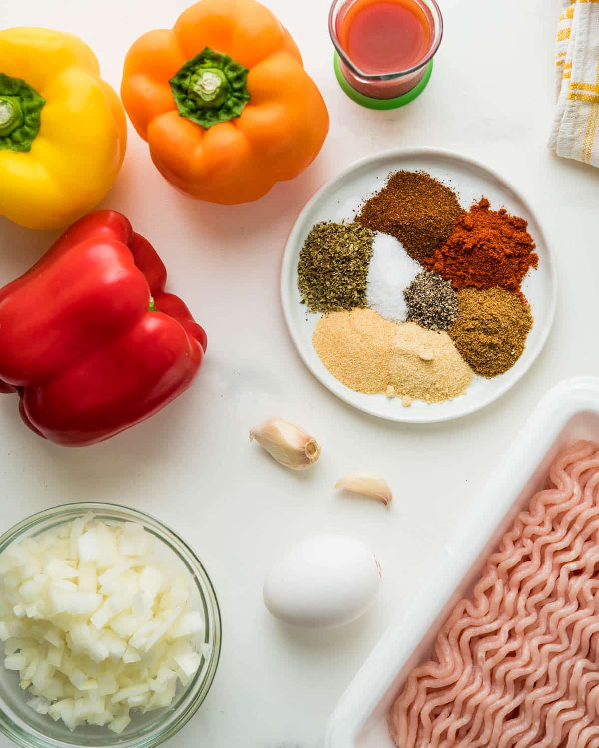 Ingredients for the taco stuffed peppers recipe.