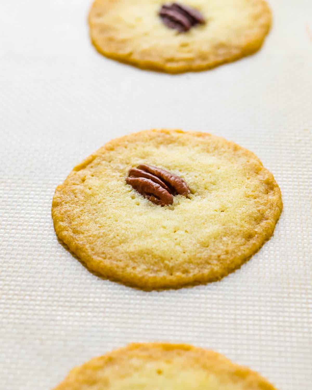 The baked cookie which spreads out to be super thin and crispy.