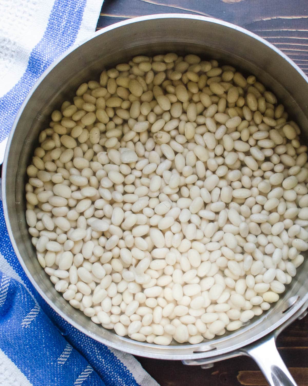 I am soaking white beans in water.