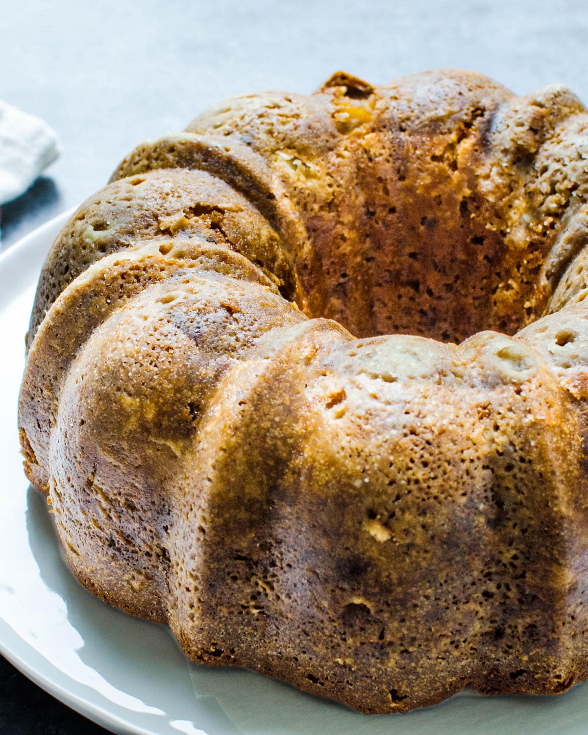 The bundt cake after removing it from the pan.