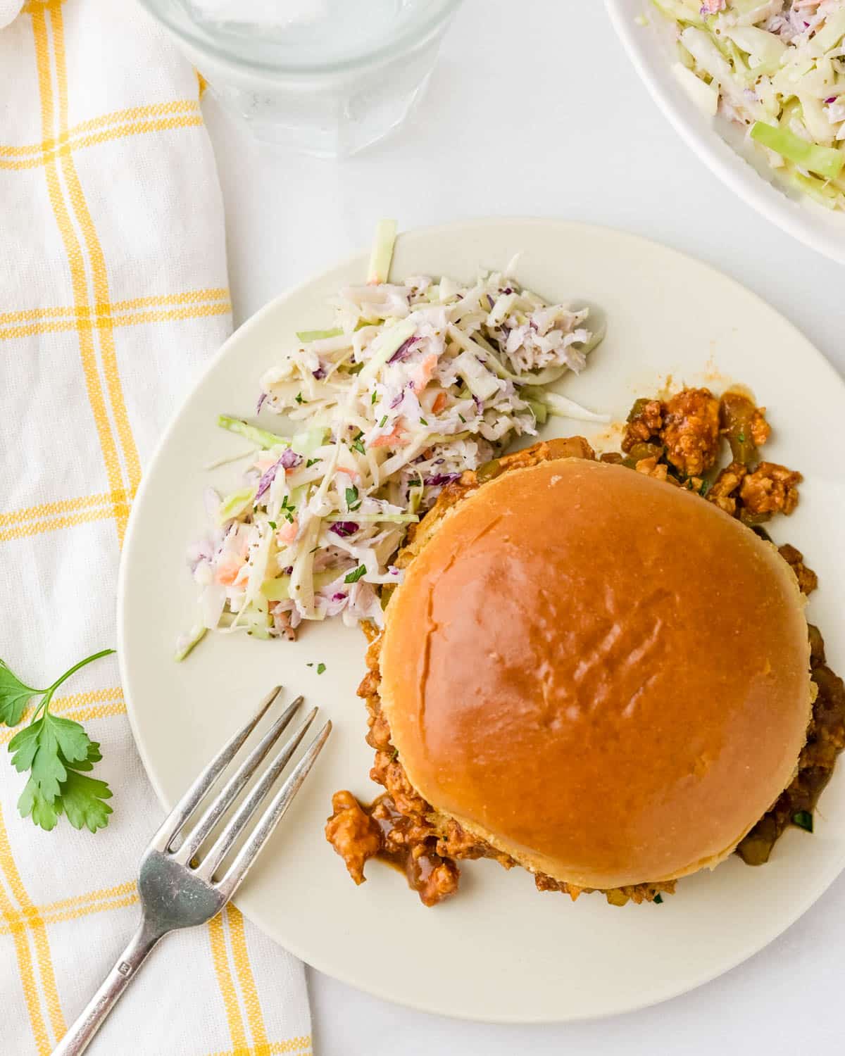 We are serving the turkey sloppy joes on a bun with coleslaw.