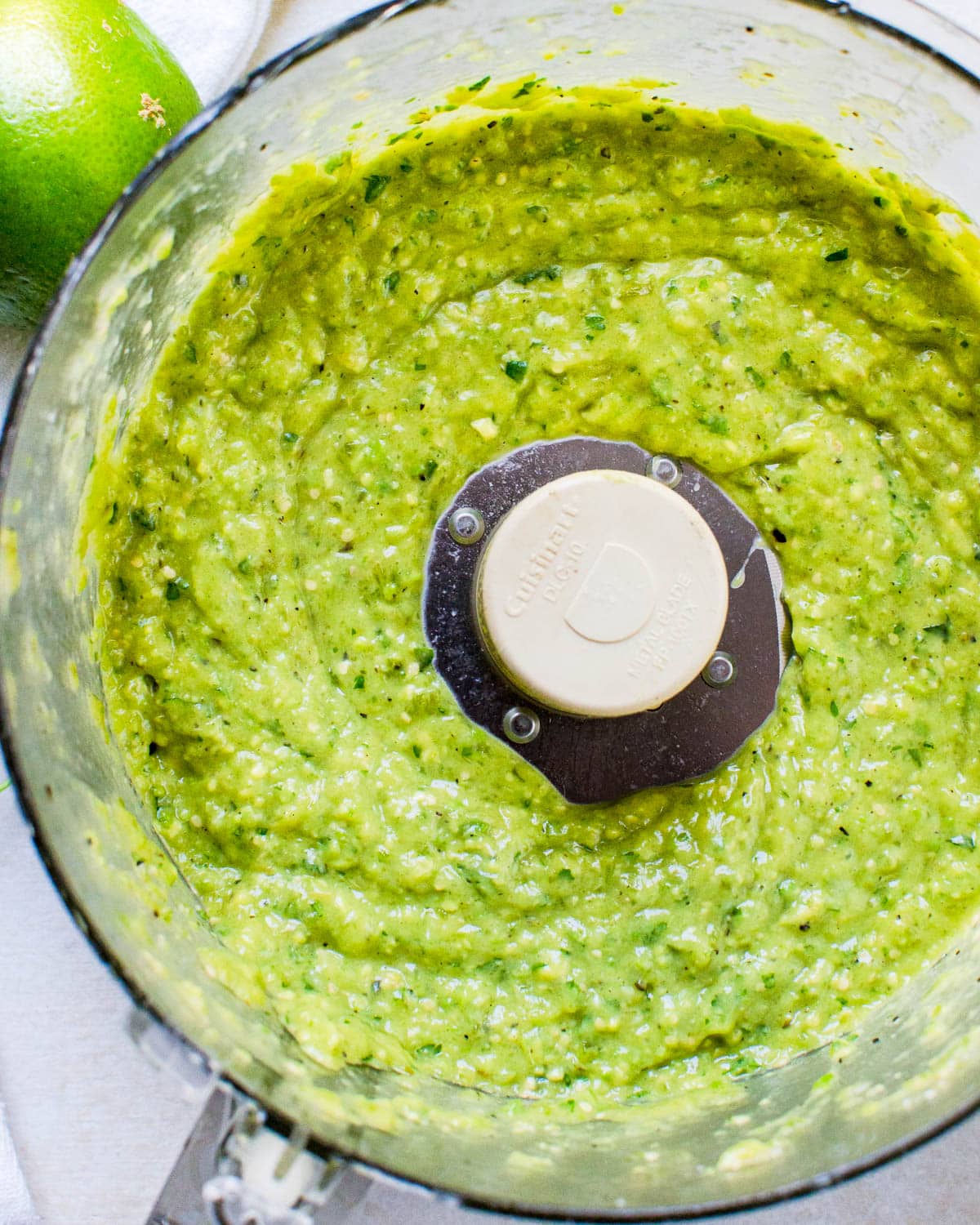 The avocado salsa blended until smooth.