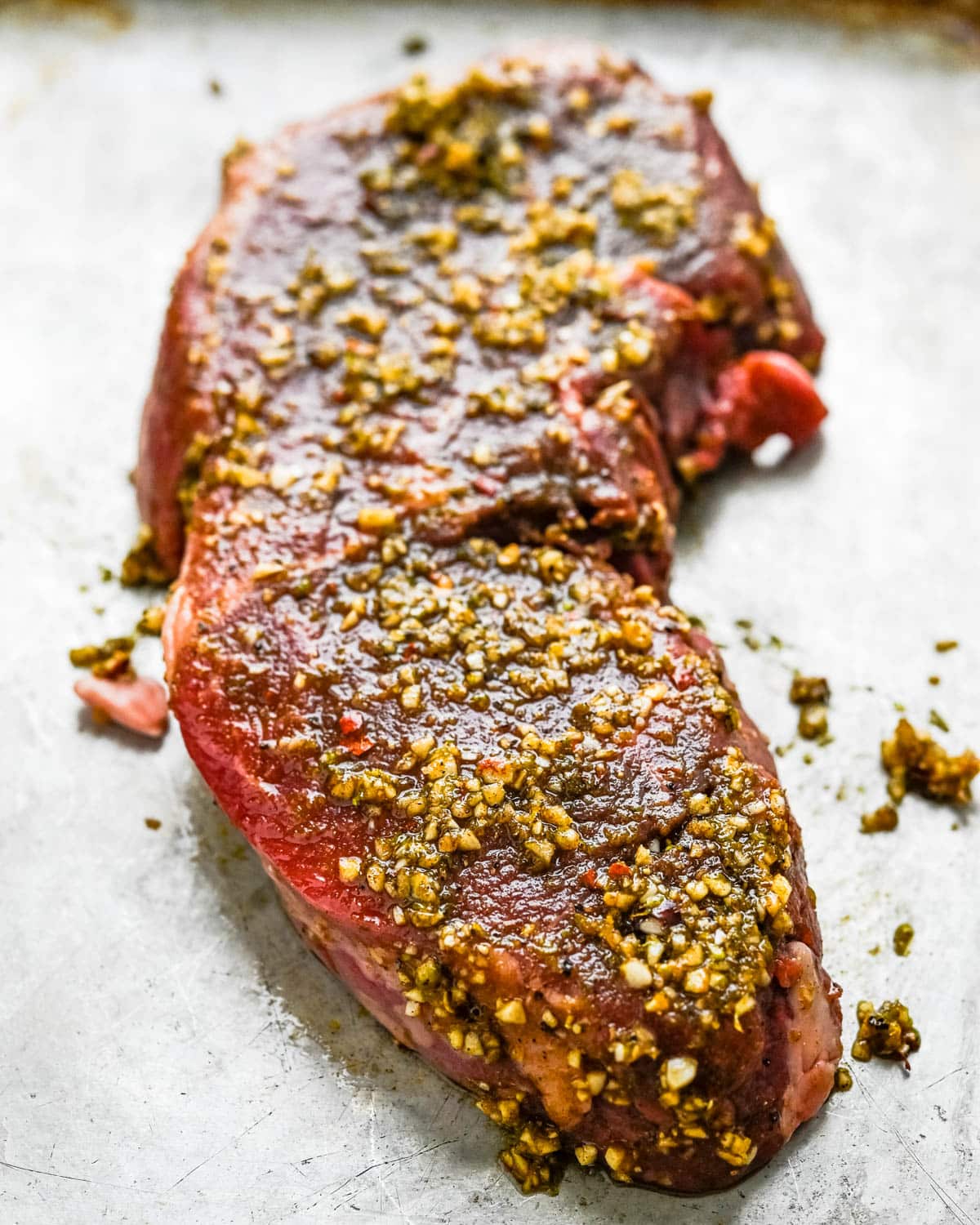 I am marinating the beef in the wet rub seasoning.