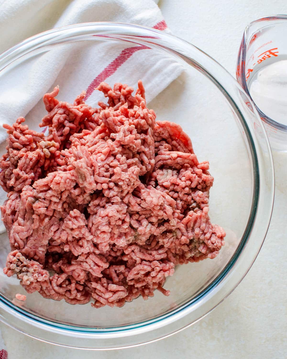 ground beef and ice water.