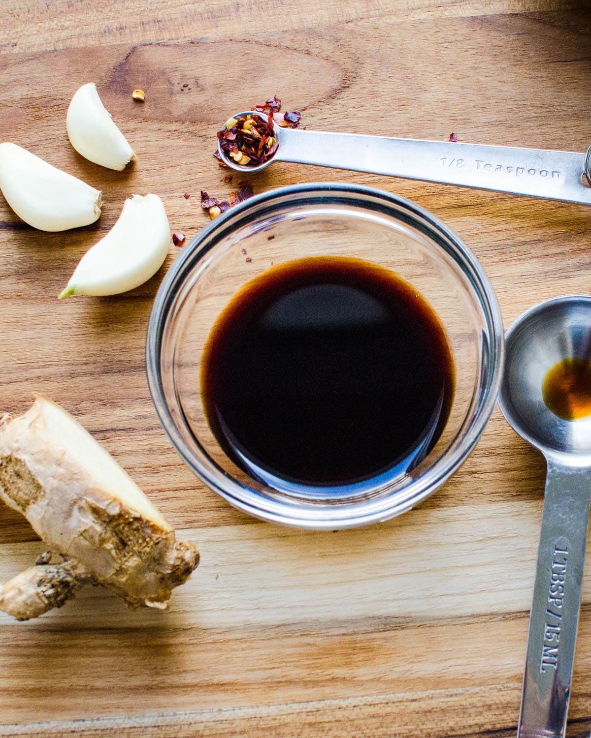 The tamari, ginger, garlic and crushed red pepper flakes.