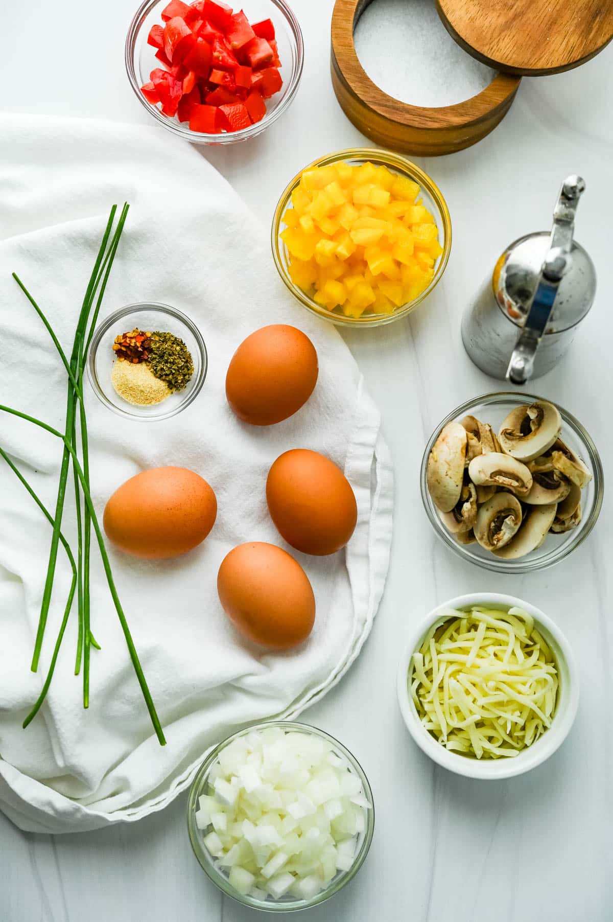 Ingredients for an egg white omelet.