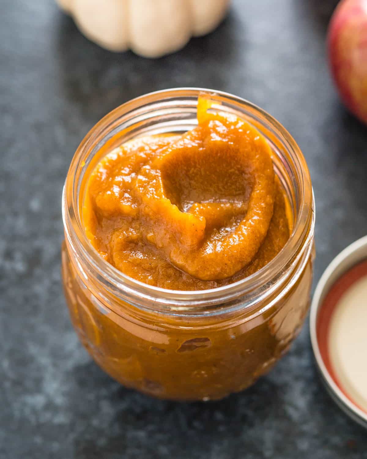 A jar of pumpkin and apple butter.
