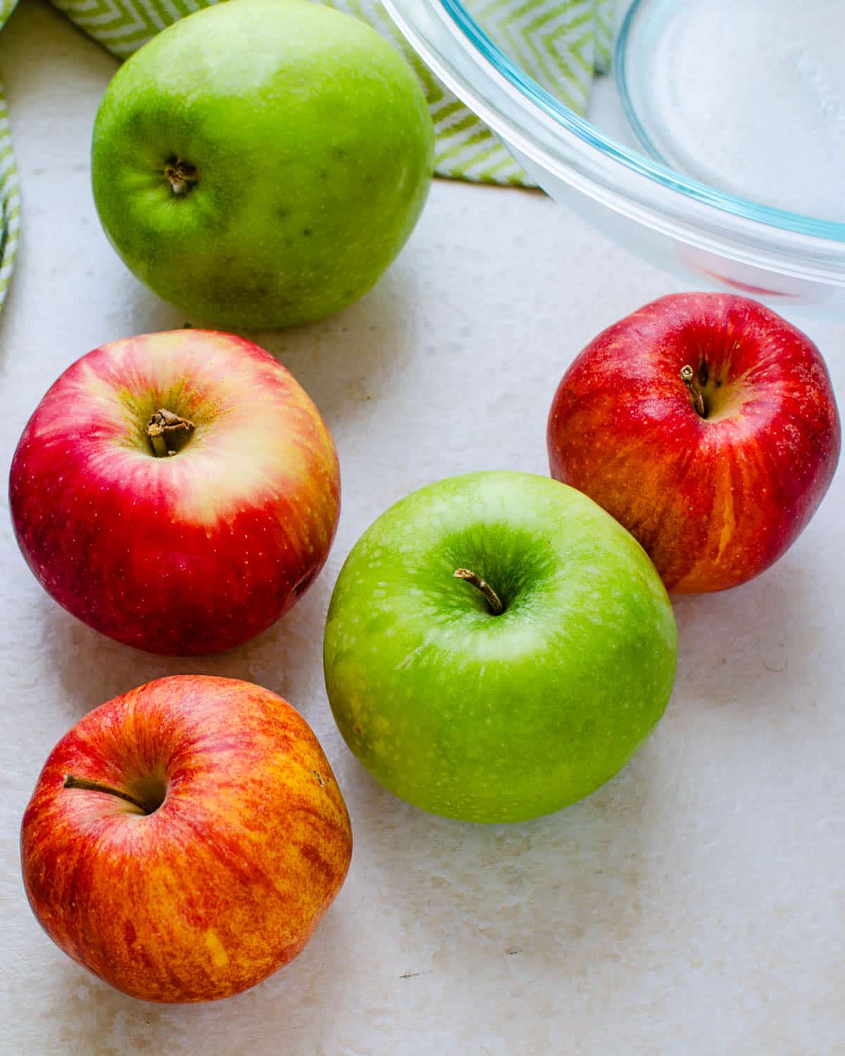 A variety of apples for the crisp recipe.