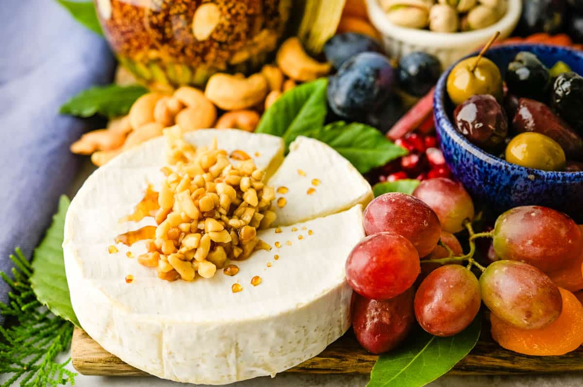 A camembert with honeyed nuts.