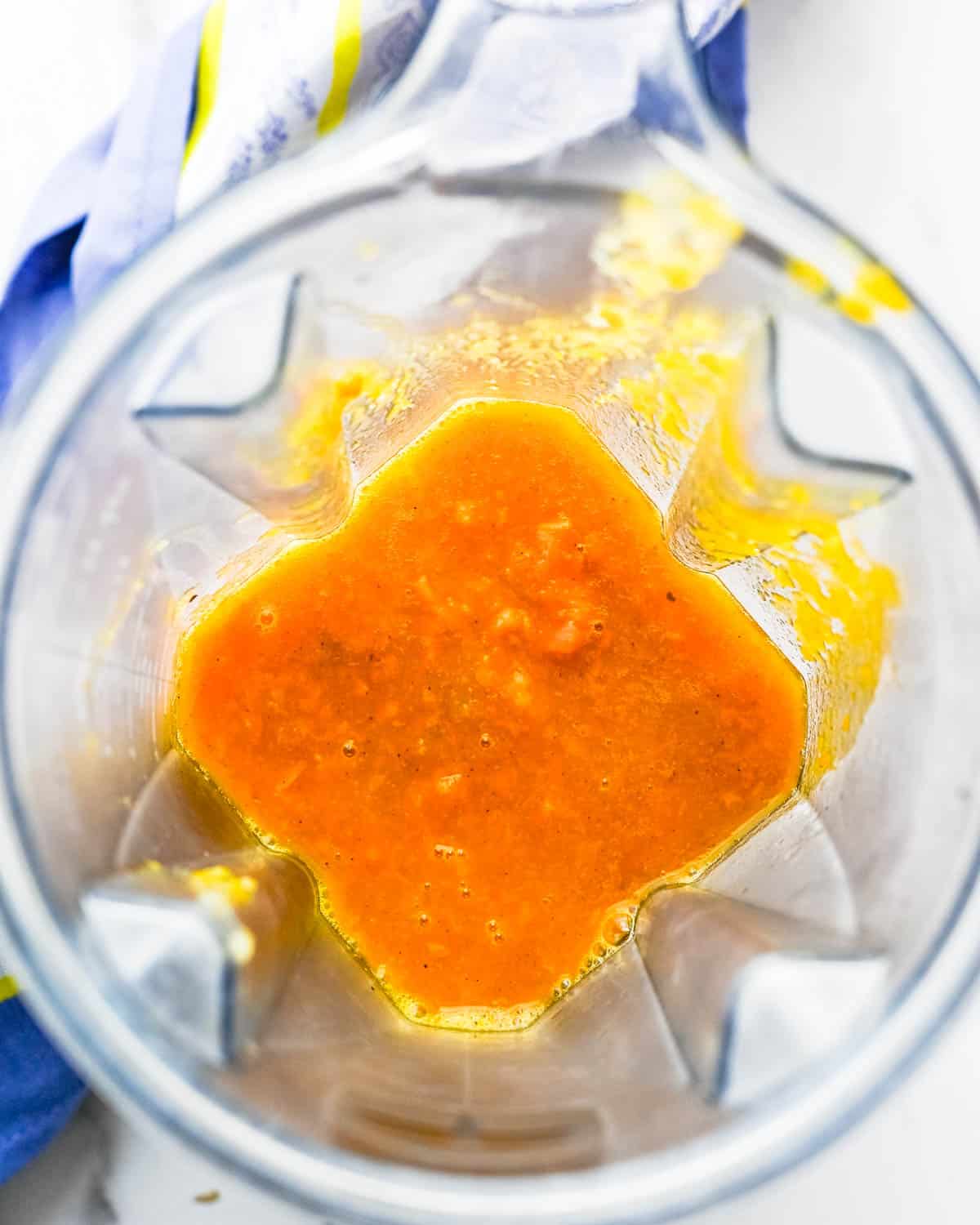 Blend the pumpkin squash soup in batches.