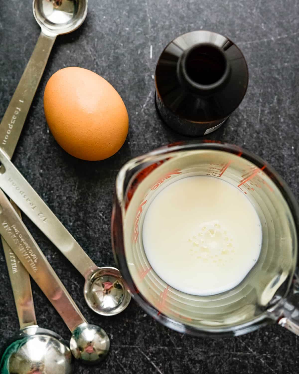 Combining egg, vanilla and milk